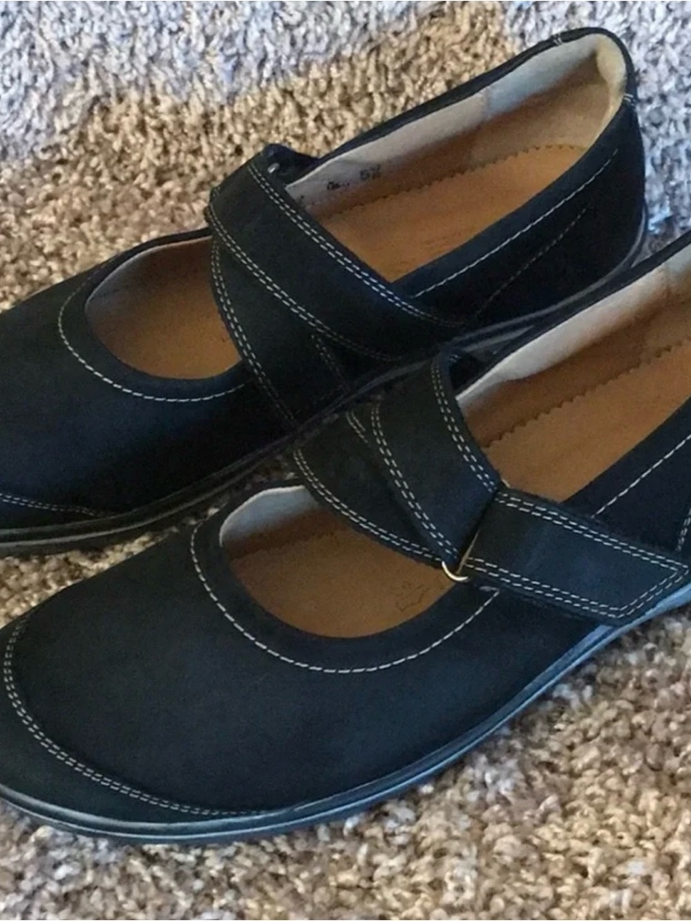 Hartjes Black Suede Mary Jane Strap Flats ORTHOTIC